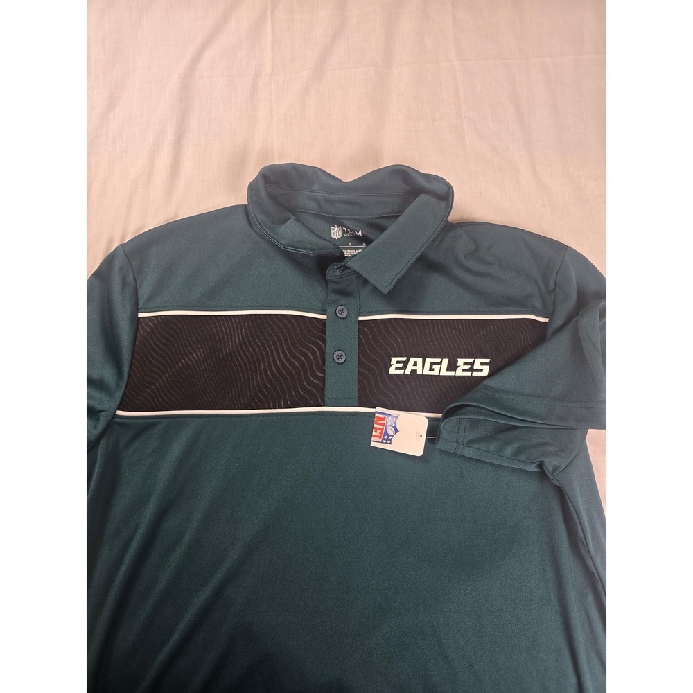Philadelphia Eagles Shirt Mens Large Green NFL Football Polo Team Apparel